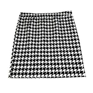 Elle Houndstooth Size 16 Black Beige Patterned Pull On Stretch Skirt EUC